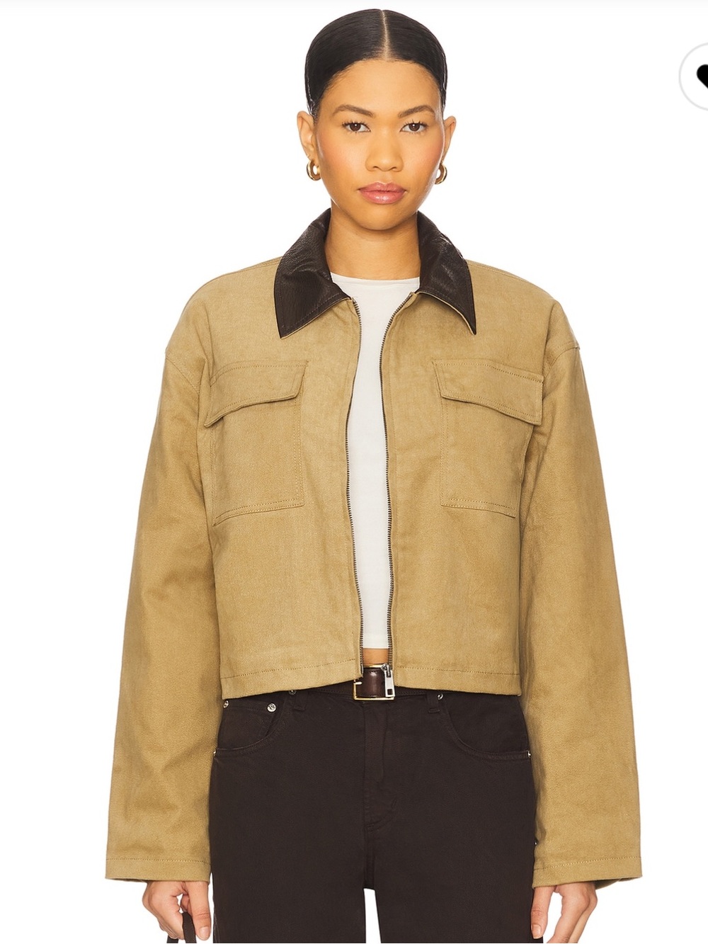 More to Come Laura Jacket in Beige with Contrast Collar